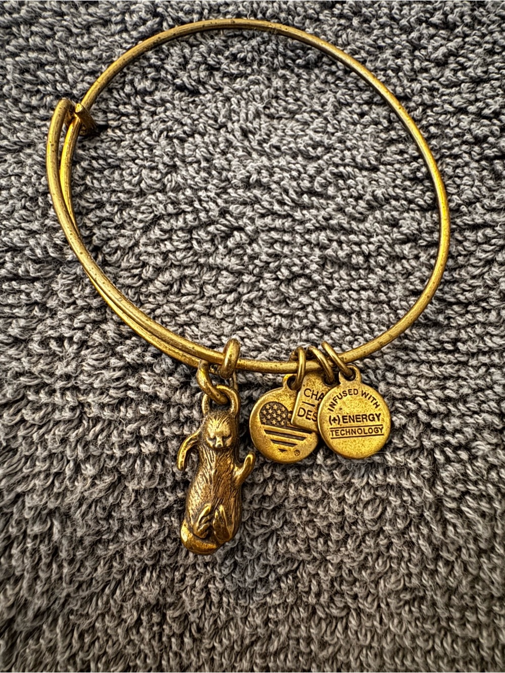 Alex and Ani Gold Otter Charm Bangle Bracelet